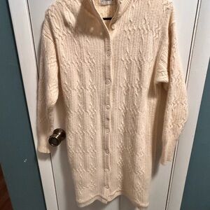 Liz Claiborne Mid Thigh Cream Sweater Cardigan Size M